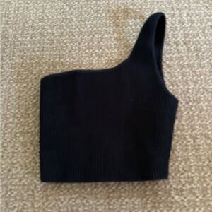 ARITZIA Black One-Shoulder Ribbed Top